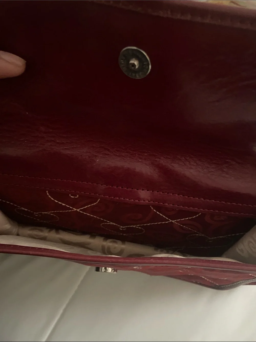 Brighton Quilted Heart-Patterned Burgundy Shoulder Bag - Picture 8 of 9